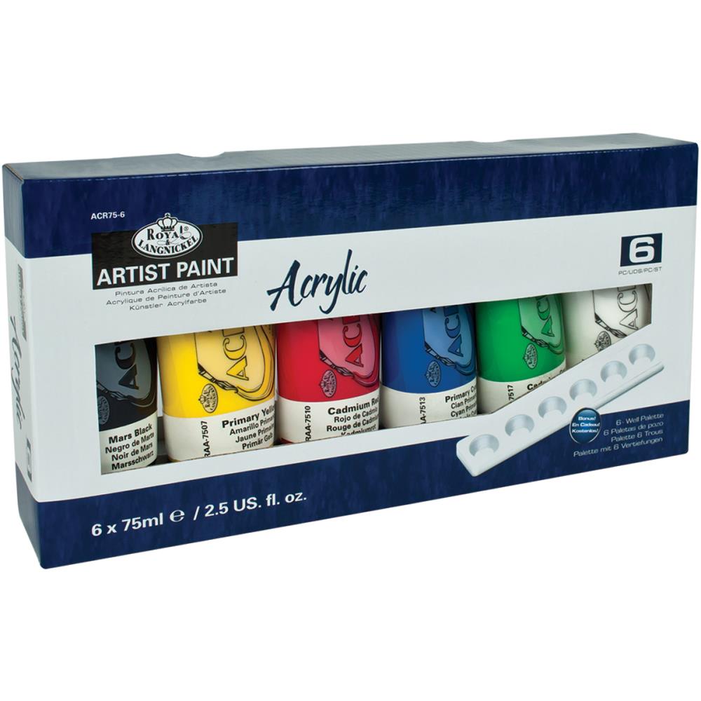 Acrylic Paints Set, 75ml (6 pcs)