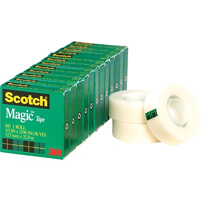810 Transparent Tape, 1/2" x 36 yd (Pack of 12)