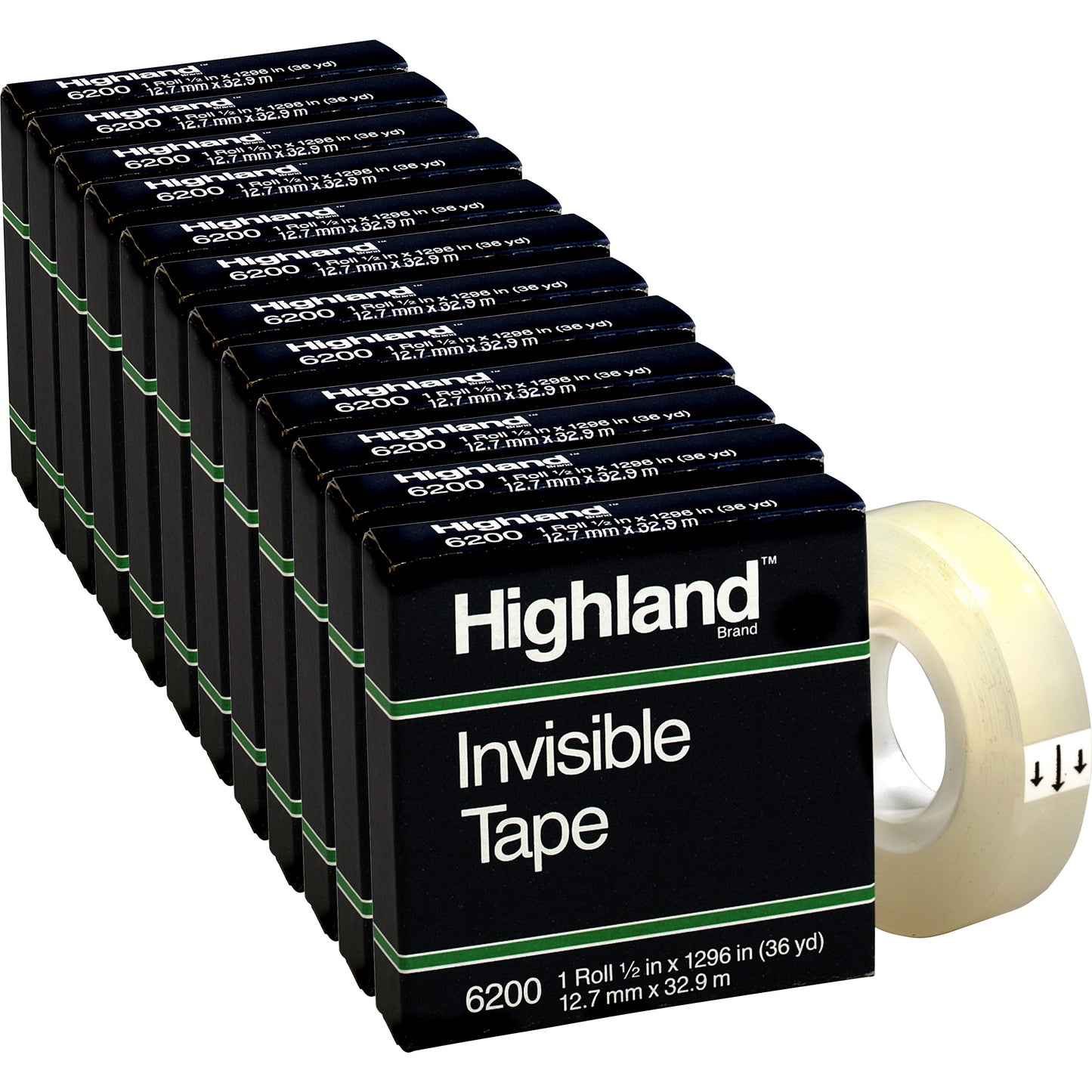 6200 Invisible Tape, 1/2" x 36 yd (Pack of 12)