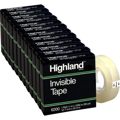6200 Invisible Tape, 1/2" x 36 yd (Pack of 12)