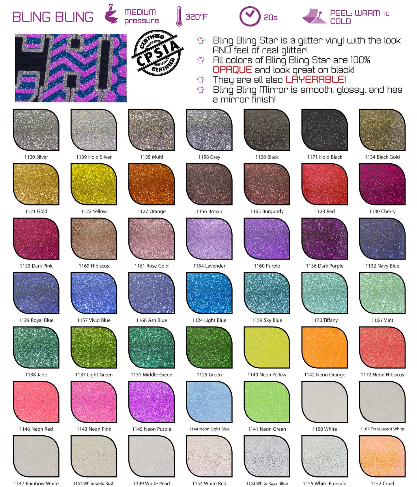 Bling Bling Star Glitter Vinyl (20" x 1 yd)