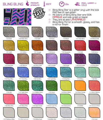 Bling Bling Star Glitter Vinyl (20" x 1 yd)