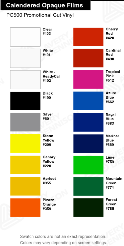 PC500 Promotional Calendered Film (24" x 1 yd)