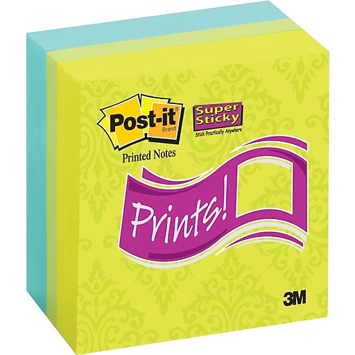 Printed Super Sticky Notes, 3" x 3"